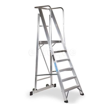 Escalera Plegable Con Plataforma Y Guardacuerpos 8 Peldaños Móvil Profesional Serie 2xl