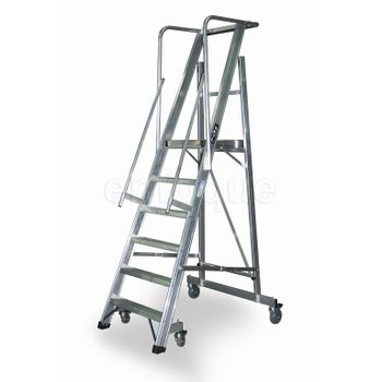 Escalera Plegable Con Plataforma Y Guardacuerpos 6 Peldaños Móvil Profesional Serie 2xl-s