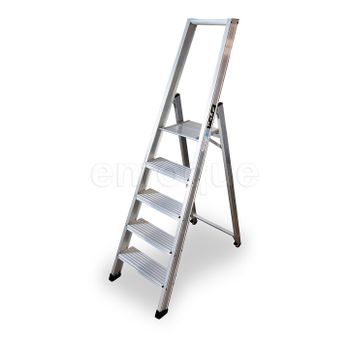 Escalera Industrial De Aluminio Tijera Un Acceso 5 Peldaños Anchos Serie Xl-plus