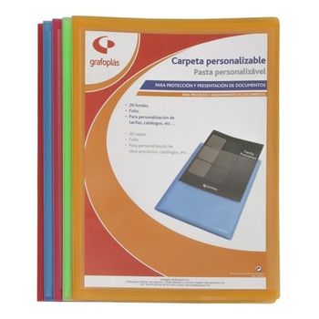 Grafoplas Carpeta Poliplus Personalizable De Polipropileno Translucido Con 30 Fundas Soldadas Folio Fucsia