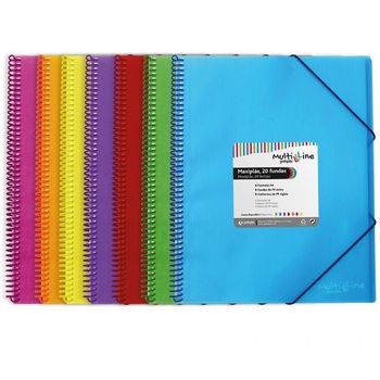 Grafoplas Carpeta Maxiplus Pp Multiline A4 En Espiral Con Gomas Azul - Contiene 50 Fundas Pp Extra -