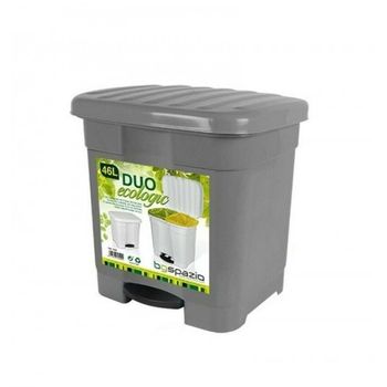 Cubo De Basura Con Pedal Doble 2x30l Reciclaje, Plata con Ofertas