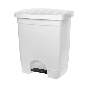 Cubo Basura Blanco Tapa Con Pedal 35 Lt