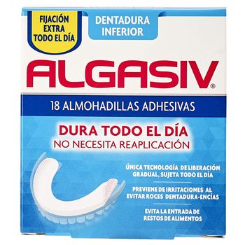 Almohadillas Adhesivas Para Dentaduras Inferior Algasiv (18 Uds)