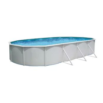 Piscina Redonda De Acero Toi Magnum 550x132 Cm Escalera, Depuradora De Arena De 6.000 L/h Y Tapiz, Color Blanco