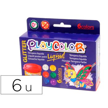 Tempera Liquida Playcolor Liquid Glitter 40 Ml Caja De 6 Unidades Colores Surtidos