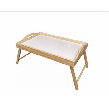 Bandeja de cama plegable de madera 50 x 30 x 23 cm. Mesita para desayuno  con patas plegables