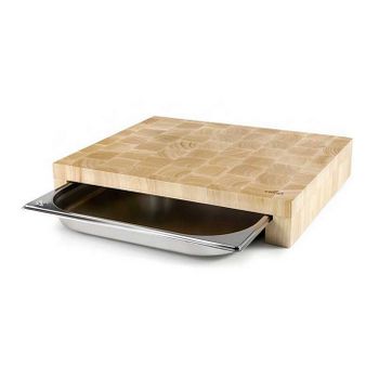 Lacor Tabla De Cortar De Madera 41,5 X 34 Cm + Bandeja De Acero Inoxidable - 60592