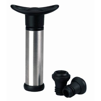 Bomba Vacio Vino Manual + 2 Tapones Vino Acero Inox Lacor