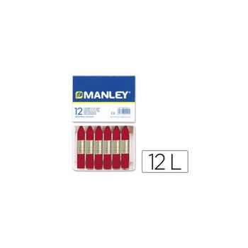 Lapices Cera Manley Unicolor Carmin Permanente -caja De 12 N10