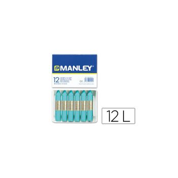 Lapices Cera Manley Unicolor Azul Turquesa -caja De 12 N16