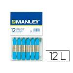 Lapices Cera Manley Unicolor Azul Cobalto N 20 Caja De 12