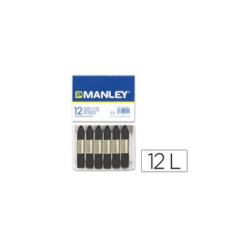 Lapices Cera Manley Unicolor Negro -caja De 12 N30