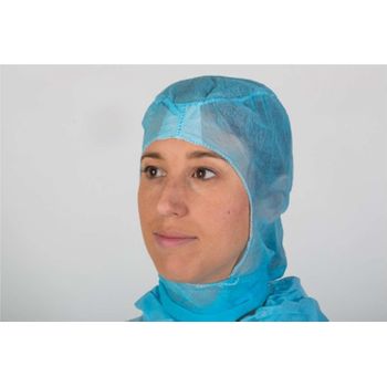 22061-capuz Alto Riesgo Protección Desechable Médica Para: Clínicas - Laboratorios - Esteticien - Alimentación - Dentistas - Veterinarios - Enfermerías - Pack 50 Ud. Azul. 25 Gr