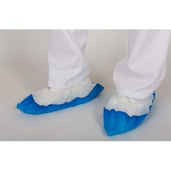 22177-peuco Cubre Zapatos Antideslizantes Con Suela Cpe Protección Desechable Médica Para Clínicas - Esteticien - Alimentación- Dentistas - Veterinarios - Enfermerías - Pack 100 Ud Blanco-azul 38 Gr