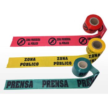 Kit Cinta Balizamiento Especial Eventos:"zona Prohibida Al Público","zona Público" Y"prensa". 250 Mts/rollo.