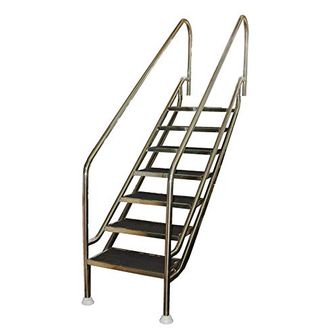 Escalera Fácil Acceso 6 Peldaños De Plástico Antideslizante. Adaptable En Altura Para Rango De Profundidad 1390-1590 Mm