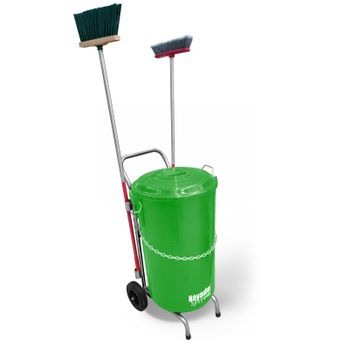 Street Cleaning Cart Eco Plus Carro Limpieza Viaria + Cubo Verde Y Tapa 120 Lt