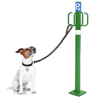Náyade System Dog Parking Post: Parking Poste Para Mascotas 4 Ganchos. Verde