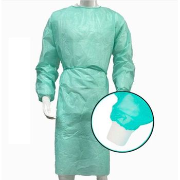 Bata Protección Médica Desechable Impermeable Laminada Pp+pe. Verde. Con Mangas Y Puño Elástico. Pack 10 Ud.