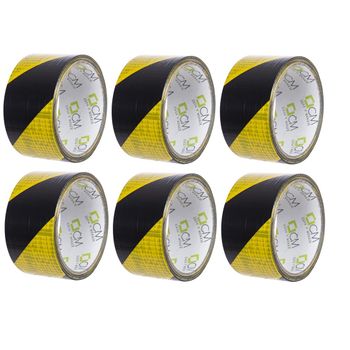 Cinta Adhesiva Warning Resistente Amarillo Y Negra 48 Mm X 10 M. Pack 6 Rollos