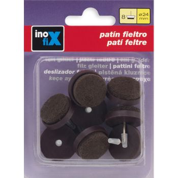 Patín Deslizante Fieltro Ø 24mm Inofix Marrón 8 Unidades 3147