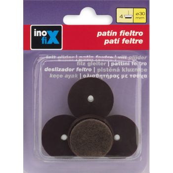 Patín Deslizante Fieltro Ø 30mm Inofix Marrón 4 Unidades 3148