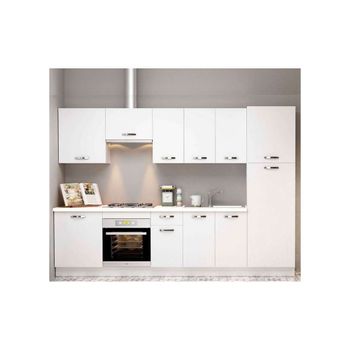 Cocina Completa 3 Metros(ancho) Color Blanco Kit-kit , Opción - Sin Zócalo Y Sin Encimera