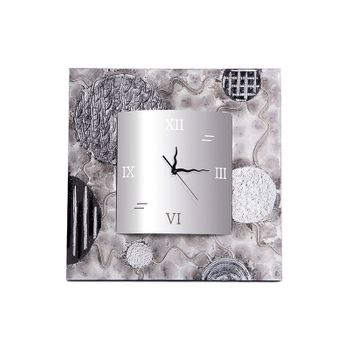 Reloj Artesanal Universo Cuadrado Plata Acrílico 70 X 70 X 3,5 Cm