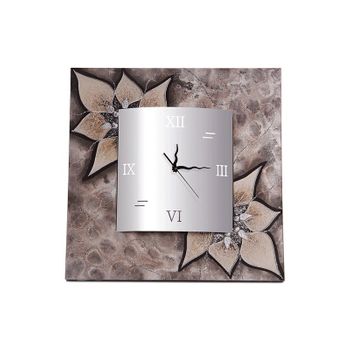 Reloj Artesanal Zahra Cuadrado Plata Oscura Acrílico 70 X 70 X 3,5 Cm