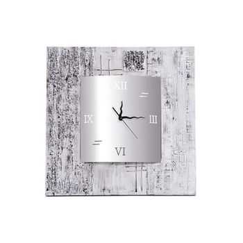 Reloj Artesanal Silver Cuadrado Plata Acrílico 70 X 70 X 3,5 Cm