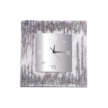 Reloj Artesanal Piedras Cuadrado Plata Acrílico 70 X 70 X 3,5 Cm