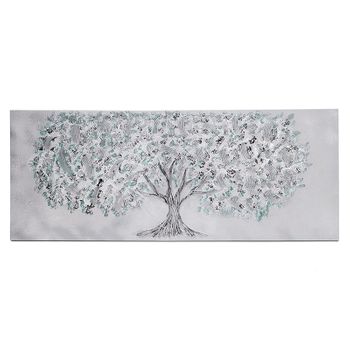 Cuadro Artesanal Árbol Mariposa Plata - Turquesa 150 X 60 X 3,50cm Cm