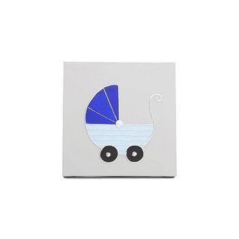 Cuadro Artesanal Infantil Carrito Azul Claro 30 X 30 X 3,5cm Cm