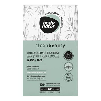 Bandas Depilatorias Faciales Body Natur Clean Beauty (12 Uds)