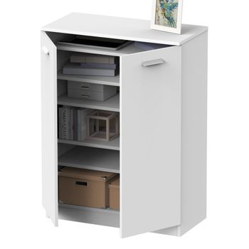 Mueble Zapatero Armario Auxiliar Multiusos Habitacion Pasillo Cocina Color Blanco 101x74x37 Cm