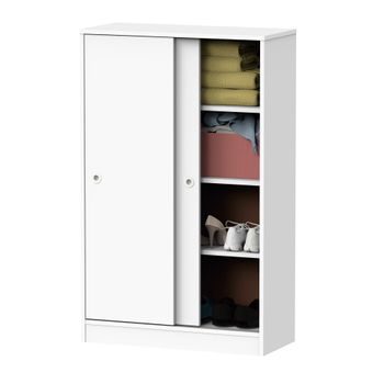 Armario Bajo Auxiliar Tibet Color Blanco Soft 2 Puertas 2 Estantes Almacenaje Mueble 120x74x33 Cm