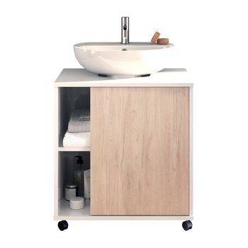 Mueble Bajo Lavabo Acabado Blancocambrian. Puerta Reversible. Mueble Para Lavabo Con Pedestal.