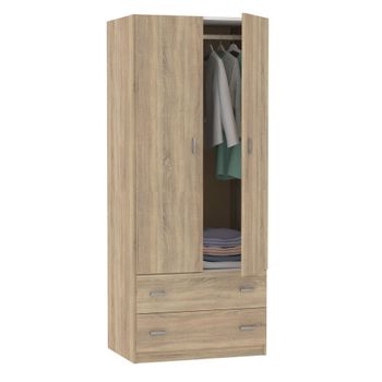 Armario con 2 Puertas y 2 Cajones CARREFOUR HOME Milan 180x74x50 cm - Roble