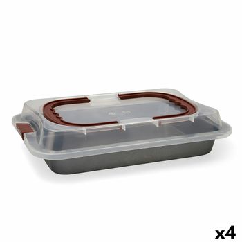 Molde Para Horno Quid Sweet Grey Con Tapa Negro Metal 36 X 23 X 4,5 Cm (4 Unidades)