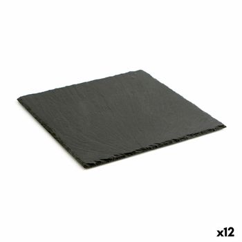 Bandeja De Cerámica Efecto Pizarra Quid Gastro Fun Negro (25 X 25 Cm) (12 Unidades)