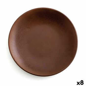 Plato Llano Anaflor Barro Cocido Cerámica Marrón (ø 29 Cm) (8 Unidades)