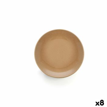 Plato Llano Anaflor Barro Cocido Cerámica Beige (25 Cm) (8 Unidades)