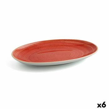 Fuente De Cocina Ariane Terra Ovalado Cerámica Rojo (ø 32 Cm) (6 Unidades)