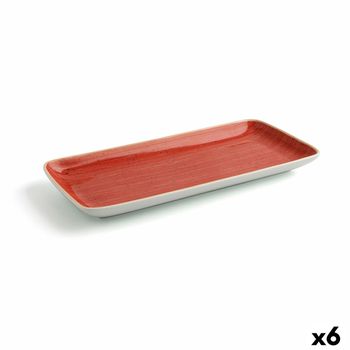 Fuente De Cocina Ariane Terra Rectangular Cerámica Rojo (36 X 16,5 Cm) (6 Unidades)