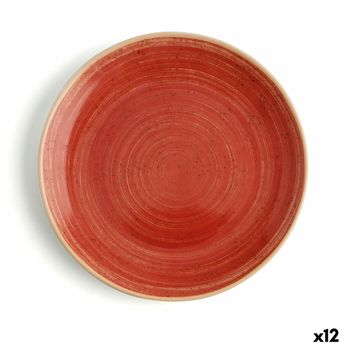 Plato Llano Ariane Terra Cerámica Rojo Ø 18 Cm (12 Unidades)