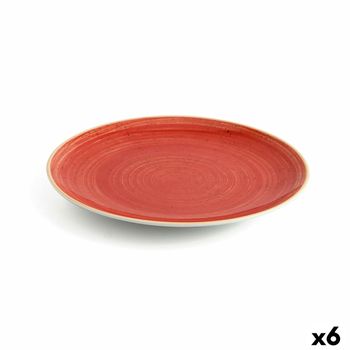 Plato Llano Ariane Terra Cerámica Rojo (24 Cm) (6 Unidades)