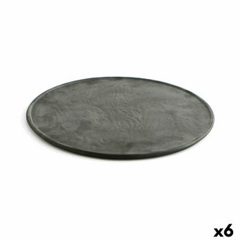 Bajo Plato Quid Mineral Gres Cerámica Negro Ø 33 Cm (6 Unidades)