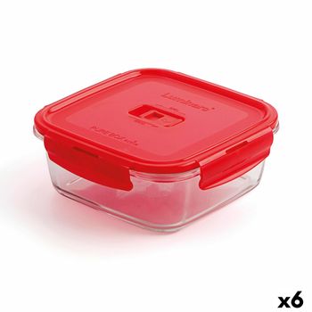 Fiambrera Hermética Luminarc Pure Box Rojo 1,22 L Vidrio (6 Unidades)