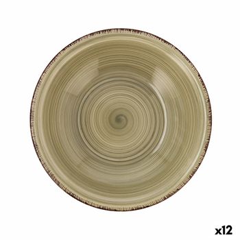 Plato Hondo Quid Natura Vita Cerámica Verde (ø 21,5 Cm) (12 Unidades)